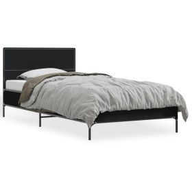 vidaXL Bettgestell Schwarz 75x190 cm Holzwerkstoff und Metall