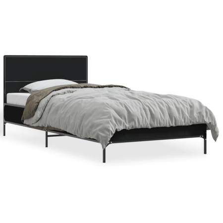 vidaXL Bettgestell Schwarz 75x190 cm Holzwerkstoff und Metall