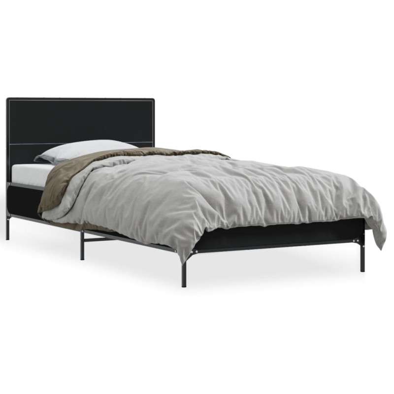 vidaXL Bettgestell Schwarz 90x190 cm Holzwerkstoff und Metall vidaXL Bettgestell Schwarz 90x190 cm Holzwerkstoff und Metall