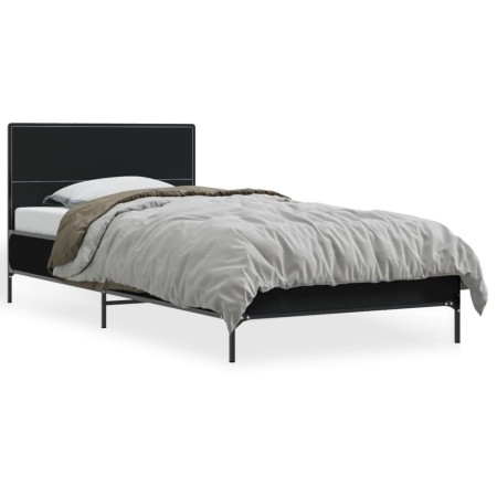 vidaXL Bettgestell Schwarz 90x190 cm Holzwerkstoff und Metall