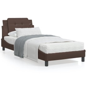 vidaXL Bett mit Matratze Braun 90x200 cm Kunstleder
