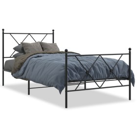 vidaXL Bettgestell mit Kopf- und Fußteil Metall Schwarz 90x200 cm
