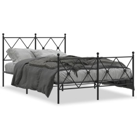 vidaXL Bettgestell mit Kopf- und Fußteil Metall Schwarz 120x200 cm