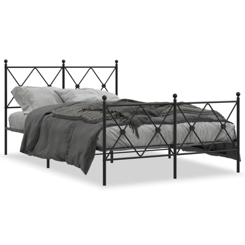 vidaXL Bettgestell mit Kopf- und Fußteil Metall Schwarz 120x200 cm vidaXL Bettgestell mit Kopf- und Fußteil Metall Schwarz 120x200 cm