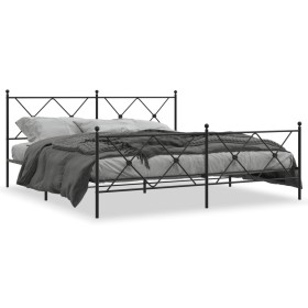 vidaXL Bettgestell mit Kopf- und Fußteil Metall Schwarz 180x200 cm