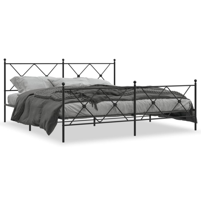 vidaXL Bettgestell mit Kopf- und Fußteil Metall Schwarz 180x200 cm vidaXL Bettgestell mit Kopf- und Fußteil Metall Schwarz 180x200 cm