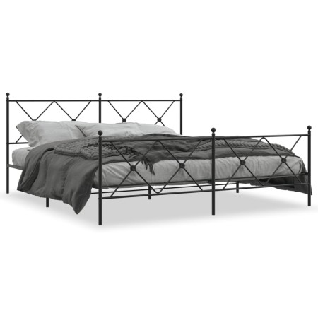 vidaXL Bettgestell mit Kopf- und Fußteil Metall Schwarz 180x200 cm