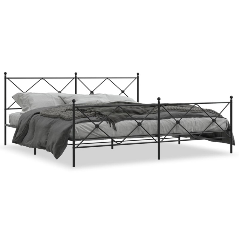 vidaXL Bettgestell mit Kopf- und Fußteil Metall Schwarz 193x203 cm vidaXL Bettgestell mit Kopf- und Fußteil Metall Schwarz 193x203 cm