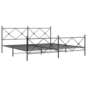 vidaXL Bettgestell mit Kopf- und Fußteil Metall Schwarz 193x203 cm