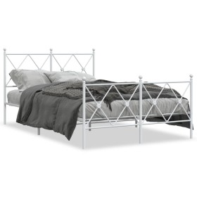 vidaXL Bettgestell mit Kopf- und Fußteil Metall Weiß 120x190 cm