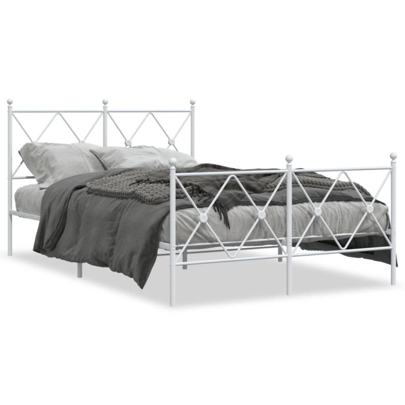 vidaXL Bettgestell mit Kopf- und Fußteil Metall Weiß 120x190 cm vidaXL Bettgestell mit Kopf- und Fußteil Metall Weiß 120x190 cm