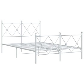 vidaXL Bettgestell mit Kopf- und Fußteil Metall Weiß 120x190 cm