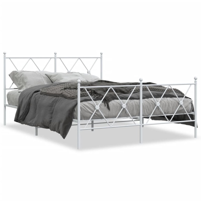 vidaXL Bettgestell mit Kopf- und Fußteil Metall Weiß 140x200 cm vidaXL Bettgestell mit Kopf- und Fußteil Metall Weiß 140x200 cm