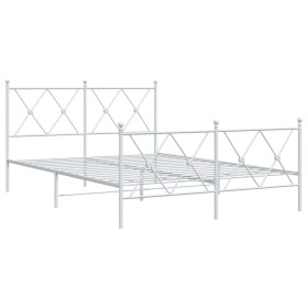 vidaXL Bettgestell mit Kopf- und Fußteil Metall Weiß 140x200 cm