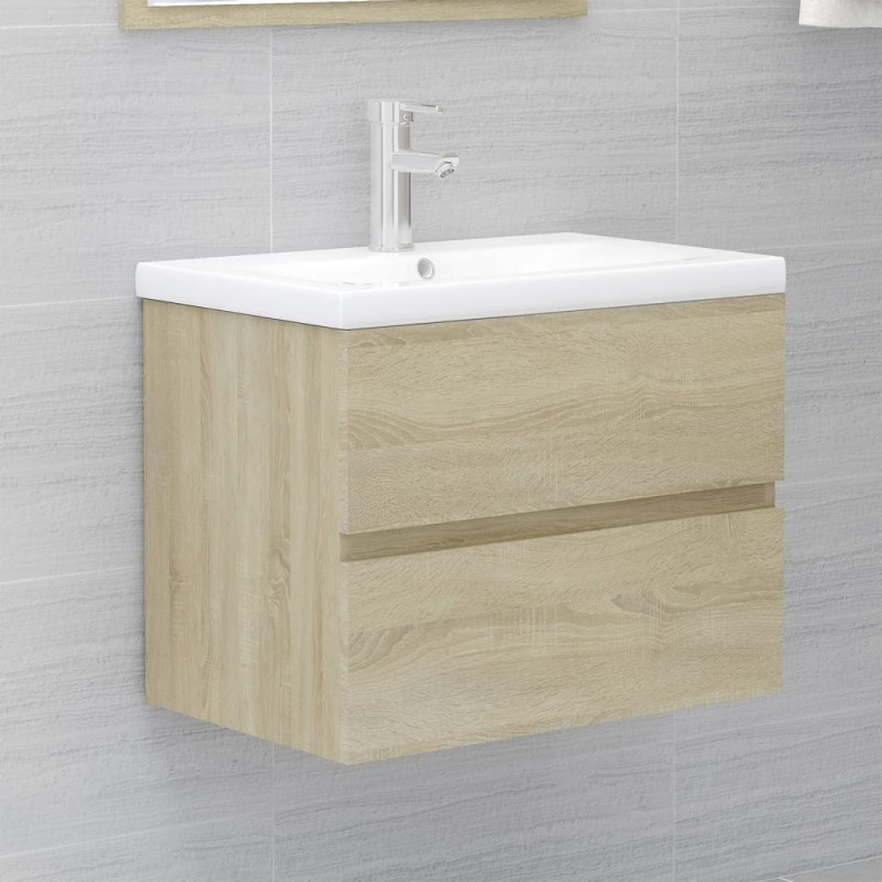 Waschbeckenunterschrank Einbaubecken Sonoma-Eiche Holzwerkstoff Waschbeckenunterschrank Einbaubecken Sonoma-Eiche Holzwerkstoff