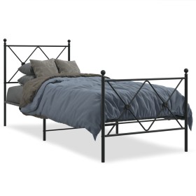 vidaXL Bettgestell mit Kopf- und Fußteil Metall Schwarz 80x200 cm