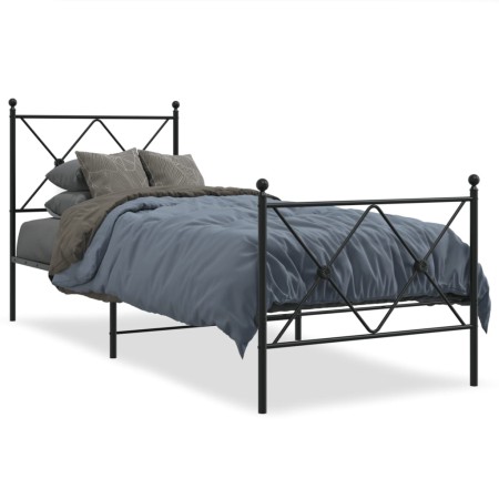 vidaXL Bettgestell mit Kopf- und Fußteil Metall Schwarz 80x200 cm