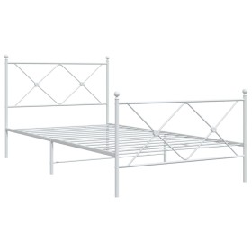 vidaXL Bettgestell mit Kopf- und Fußteil Metall Weiß 100x200 cm