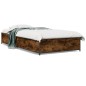 vidaXL Bettgestell Räuchereiche 100x200 cm Holzwerkstoff und Metall vidaXL Bettgestell Räuchereiche 100x200 cm Holzwerkstoff und Metall