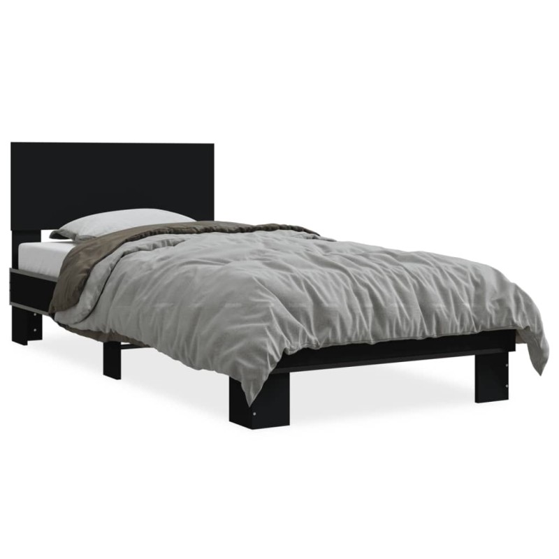 vidaXL Bettgestell Schwarz 75x190 cm Holzwerkstoff und Metall vidaXL Bettgestell Schwarz 75x190 cm Holzwerkstoff und Metall
