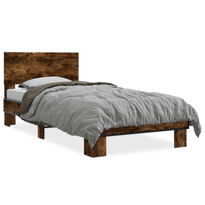 vidaXL Bettgestell Räuchereiche 90x190 cm Holzwerkstoff und Metall vidaXL Bettgestell Räuchereiche 90x190 cm Holzwerkstoff und Metall