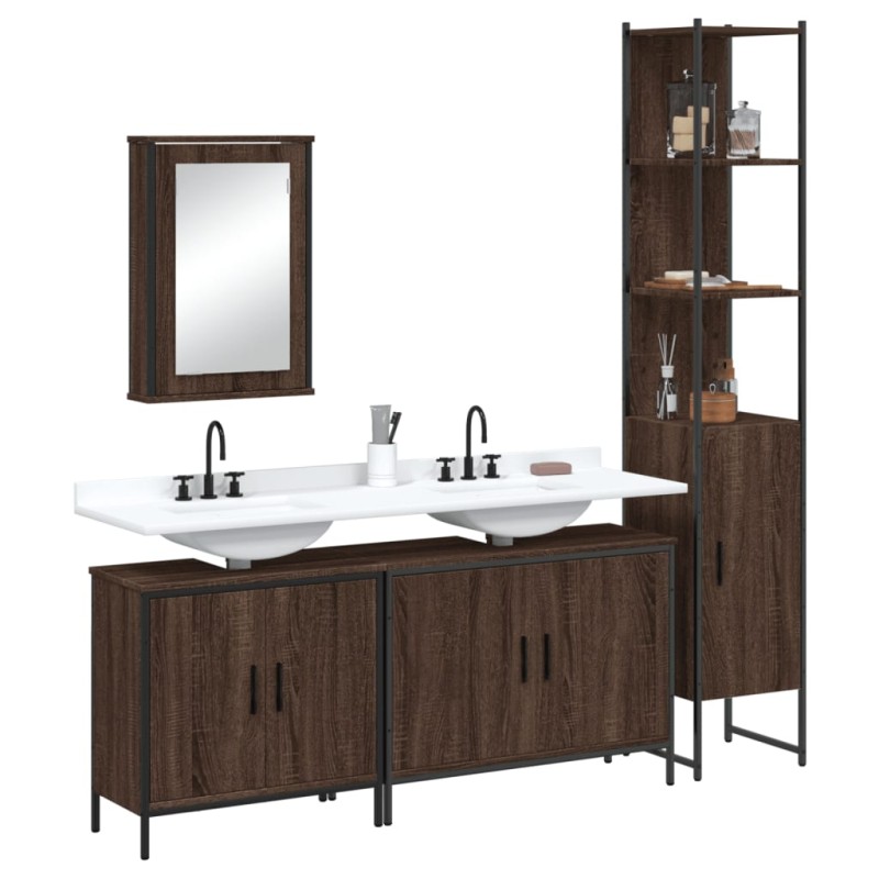 vidaXL 4-tlg. Badmöbel-Set Braun Eichen-Optik Holzwerkstoff vidaXL 4-tlg. Badmöbel-Set Braun Eichen-Optik Holzwerkstoff