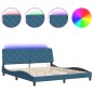 vidaXL Bettgestell mit LED-Leuchten Blau 180x200 cm Samt vidaXL Bettgestell mit LED-Leuchten Blau 180x200 cm Samt
