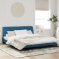 vidaXL Bettgestell mit LED-Leuchten Blau 180x200 cm Samt vidaXL Bettgestell mit LED-Leuchten Blau 180x200 cm Samt