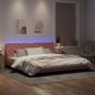 vidaXL Bettgestell mit LED-Leuchten Rosa 200x200 cm Samt