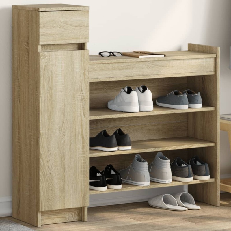 vidaXL Schuhschrank Sonoma-Eiche 100,5x28x100 cm Holzwerkstoff vidaXL Schuhschrank Sonoma-Eiche 100,5x28x100 cm Holzwerkstoff