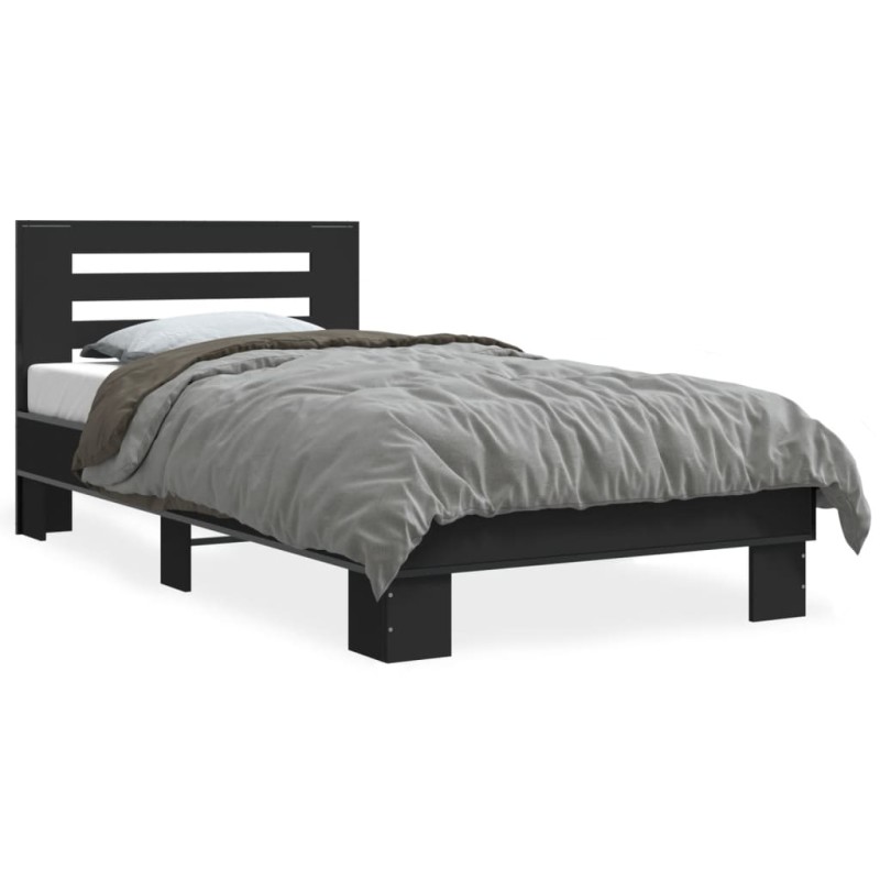 vidaXL Bettgestell Schwarz 100x200 cm Holzwerkstoff und Metall vidaXL Bettgestell Schwarz 100x200 cm Holzwerkstoff und Metall