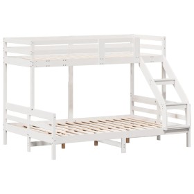 vidaXL Etagenbett 90x200/140x200 cm Weiß Massivholz Kiefer