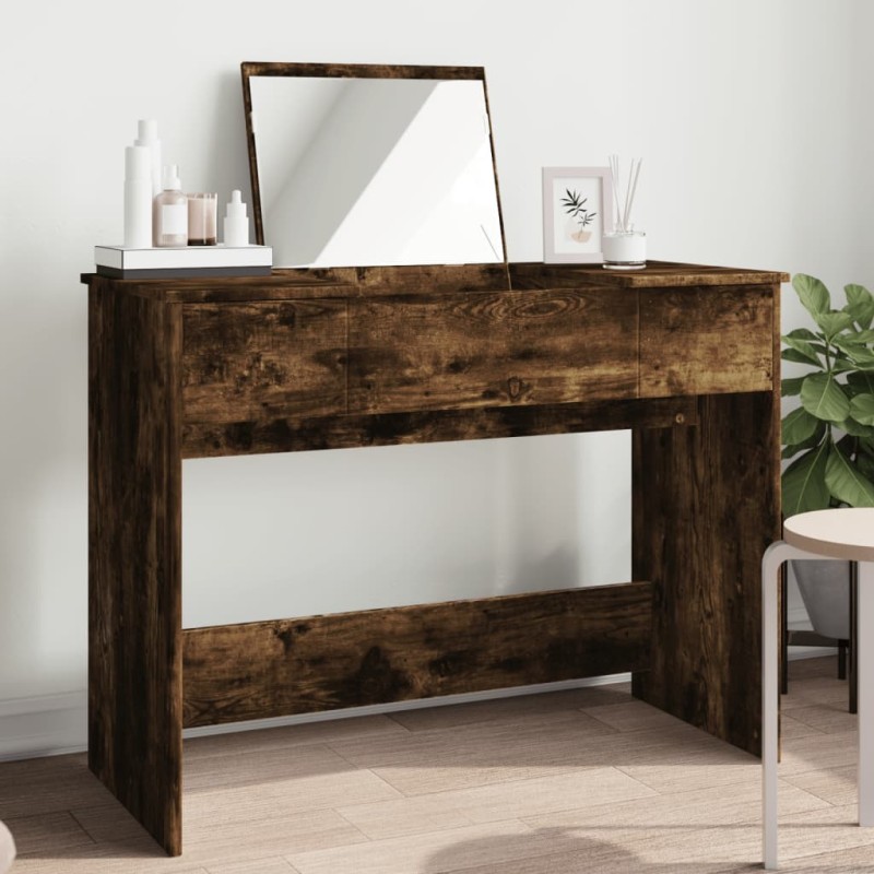 vidaXL Schminktisch mit Spiegel Räuchereiche 100x45x76 cm vidaXL Schminktisch mit Spiegel Räuchereiche 100x45x76 cm