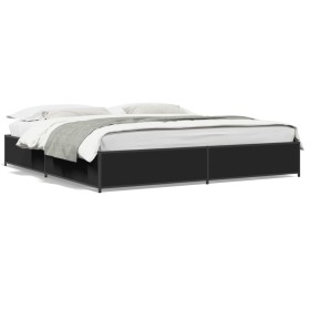 vidaXL Bettgestell Schwarz 180x200 cm Holzwerkstoff und Metall