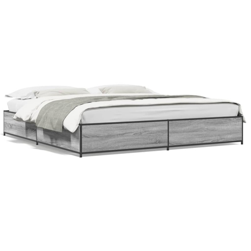 vidaXL Bettgestell Grau Sonoma 200x200 cm Holzwerkstoff und Metall vidaXL Bettgestell Grau Sonoma 200x200 cm Holzwerkstoff und Metall