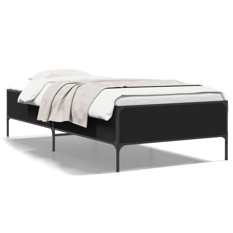 vidaXL Bettgestell Schwarz 75x190 cm Holzwerkstoff und Metall vidaXL Bettgestell Schwarz 75x190 cm Holzwerkstoff und Metall