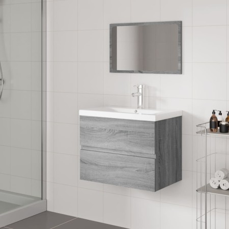 vidaXL Badmöbel-Set Grau Sonoma Holzwerkstoff