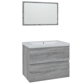 vidaXL Badmöbel-Set Grau Sonoma Holzwerkstoff