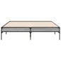 vidaXL Bettgestell Grau Sonoma 135x190 cm Holzwerkstoff und Metall vidaXL Bettgestell Grau Sonoma 135x190 cm Holzwerkstoff und Metall