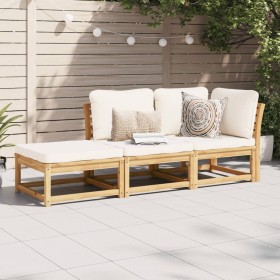 vidaXL 3-tlg. Garten-Lounge-Set mit Kissen Massivholz Akazie