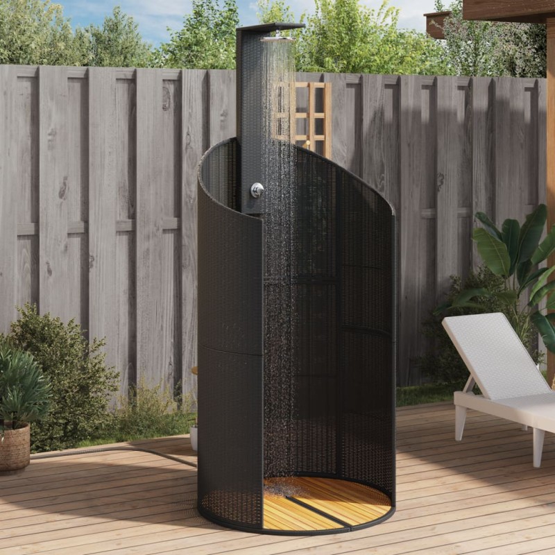 vidaXL Gartendusche Schwarz 100x100x241,5 cm Poly Rattan Akazienholz vidaXL Gartendusche Schwarz 100x100x241,5 cm Poly Rattan Akazienholz