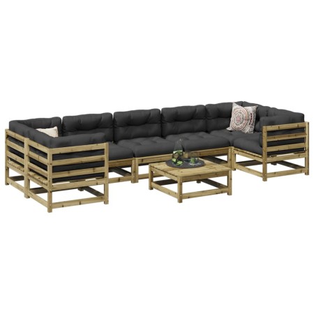 vidaXL 8-tlg. Garten-Sofagarnitur mit Kissen Kiefernholz Imprägniert