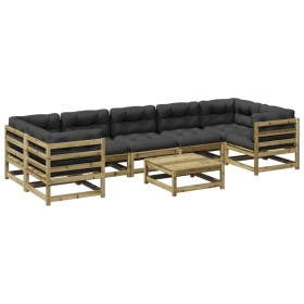 vidaXL 8-tlg. Garten-Sofagarnitur mit Kissen Kiefernholz Imprägniert