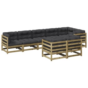 vidaXL 8-tlg. Garten-Sofagarnitur mit Kissen Kiefernholz Imprägniert