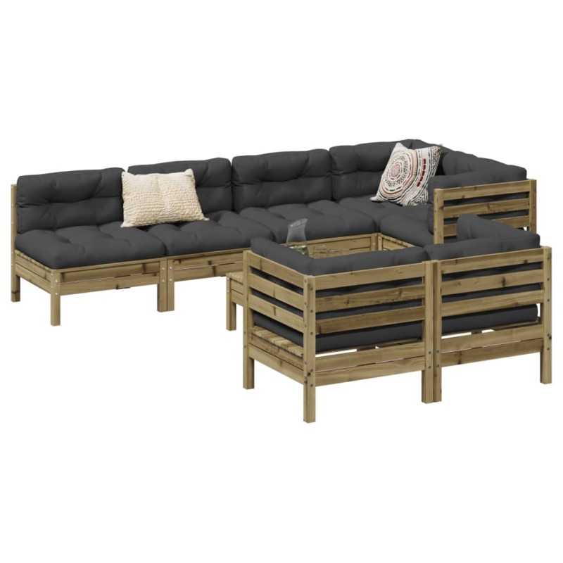 vidaXL 8-tlg. Garten-Sofagarnitur mit Kissen Kiefernholz Imprägniert vidaXL 8-tlg. Garten-Sofagarnitur mit Kissen Kiefernholz Imprägniert