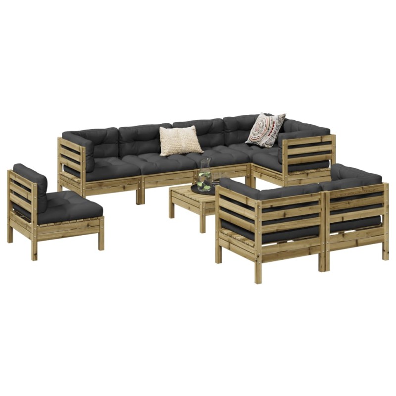 vidaXL 9-tlg. Garten-Sofagarnitur mit Kissen Kiefernholz Imprägniert vidaXL 9-tlg. Garten-Sofagarnitur mit Kissen Kiefernholz Imprägniert