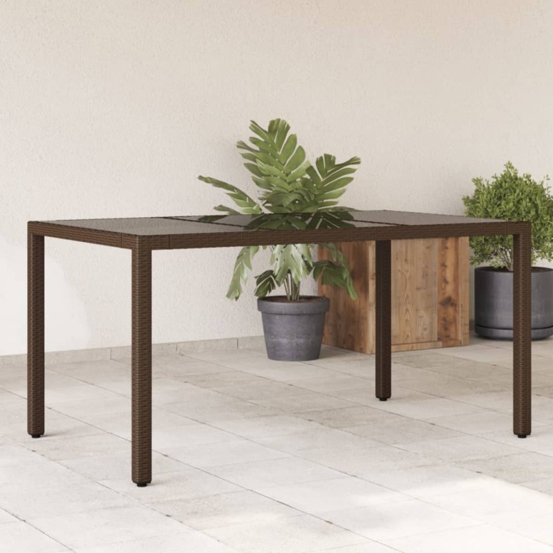 vidaXL Gartentisch mit Glasplatte Braun 150x90x75 cm Poly Rattan vidaXL Gartentisch mit Glasplatte Braun 150x90x75 cm Poly Rattan