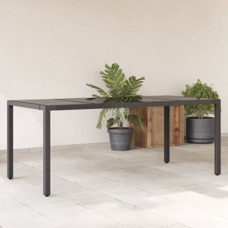 vidaXL Gartentisch mit Glasplatte Schwarz 190x90x75 cm Poly Rattan vidaXL Gartentisch mit Glasplatte Schwarz 190x90x75 cm Poly Rattan