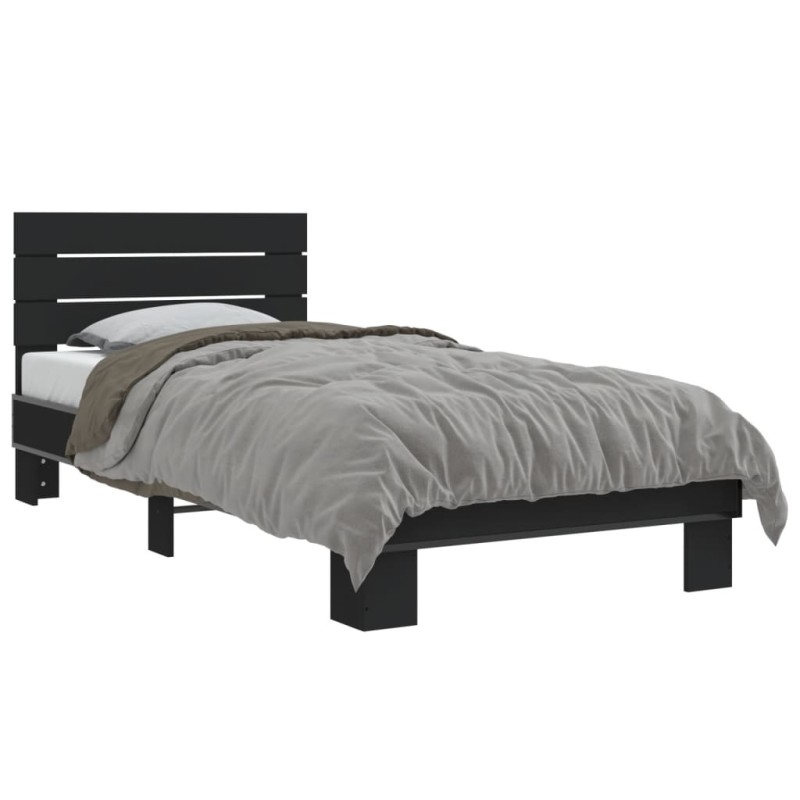 vidaXL Bettgestell Schwarz 90x200 cm Holzwerkstoff und Metall vidaXL Bettgestell Schwarz 90x200 cm Holzwerkstoff und Metall