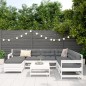 vidaXL 8-tlg. Garten-Sofagarnitur Weiß Massivholz Kiefer